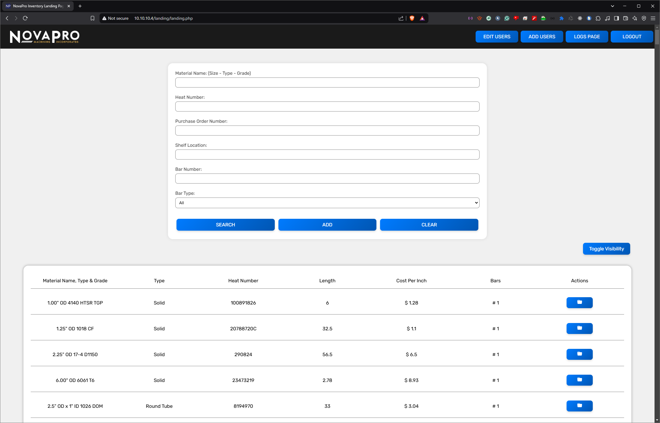 NovaPro Inventory System